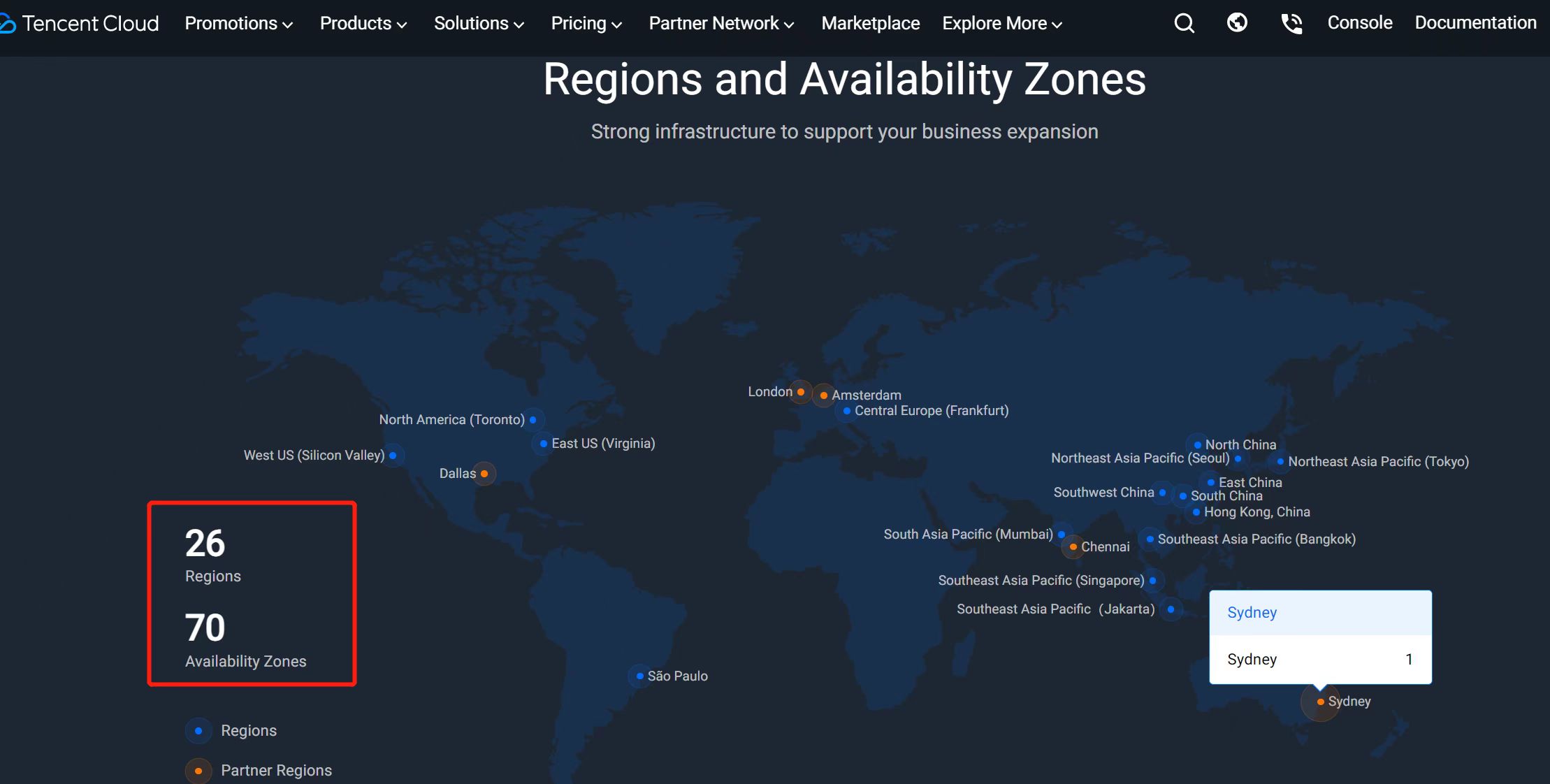 Regions and Availability Zones of Tencent servers